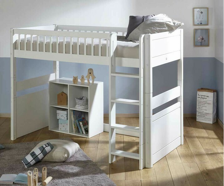 Lit mi hauteur enfant volutif Rio couchage haut avec rangements 