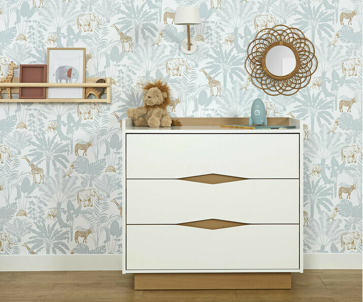 Commode enfant Jaipur blanc et bois