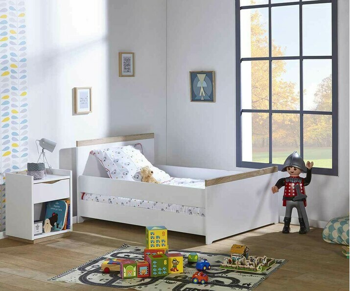 Lit enfant évolutif couchage bas avec barrières de lit