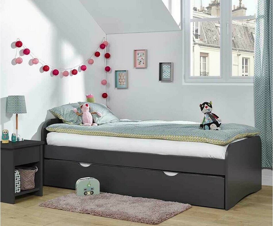 Lit enfant Gigogne Twist gris anthracite Lit enfant Gigogne Twist gris anthracite