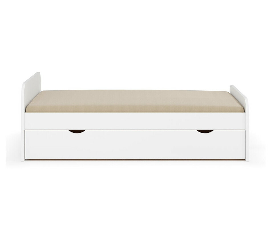 Vue de face lit gigogne blanc