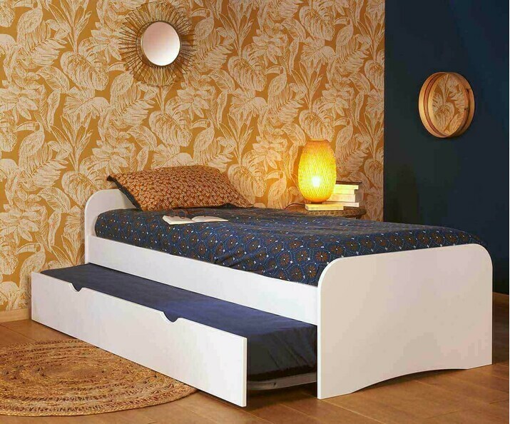 Lit Gigogne Twist Blanc avec 2 matelas