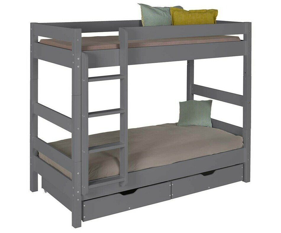 Lit Adulte Superpos Wood Gris anthracite