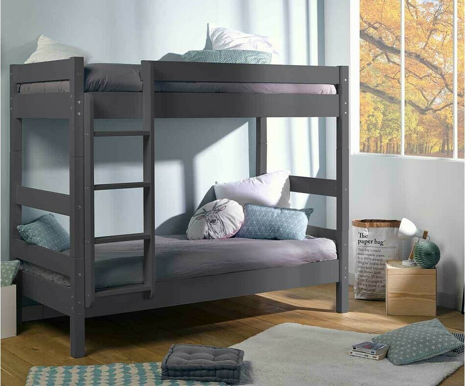 Pack Lit Superposé Wood Gris avec 2 Matelas et Tiroirs Gris anthracite Pack Lit Superposé Wood Gris avec 2 Matelas et Tiroirs Gris anthracite