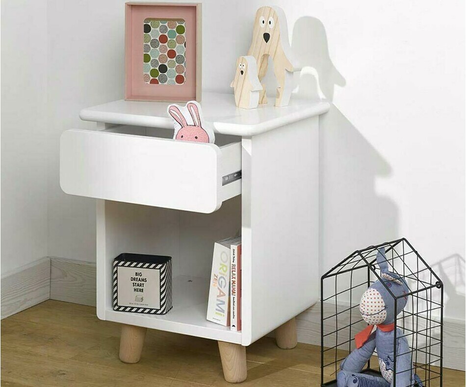Chevet Enfant Willow Blanc avec tiroir