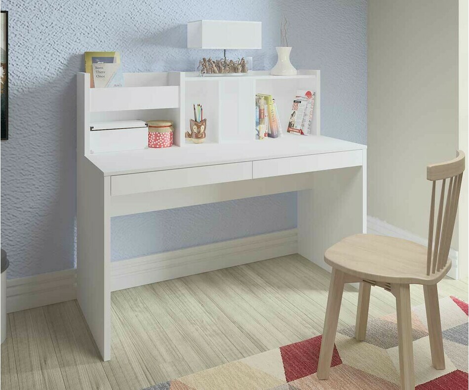 Bureau ado Ilo blanc avec rangements 