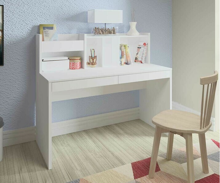 Bureau adulte Ilo blanc avec rangements dans chambre