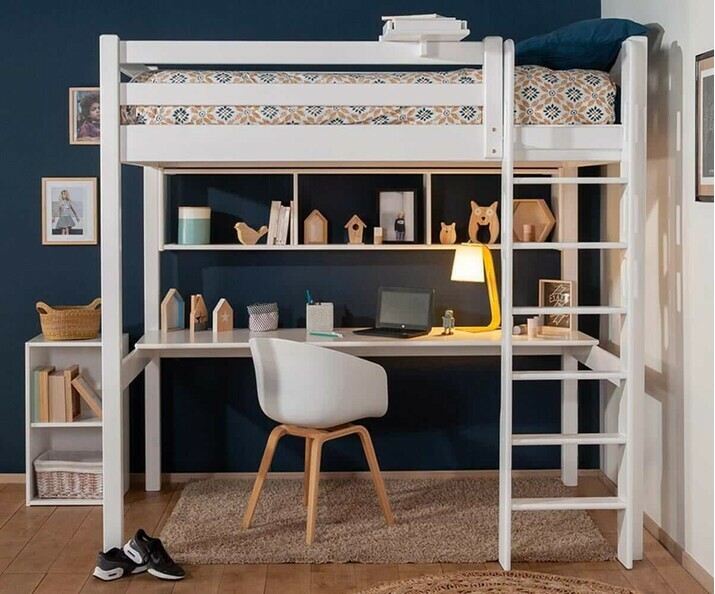 Bureau Cancun blanc avec Lit mezzanine ado