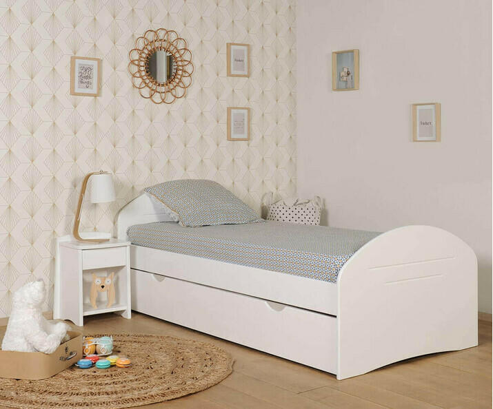 Lit enfant Spoom blanc avec tiroir de lit en option