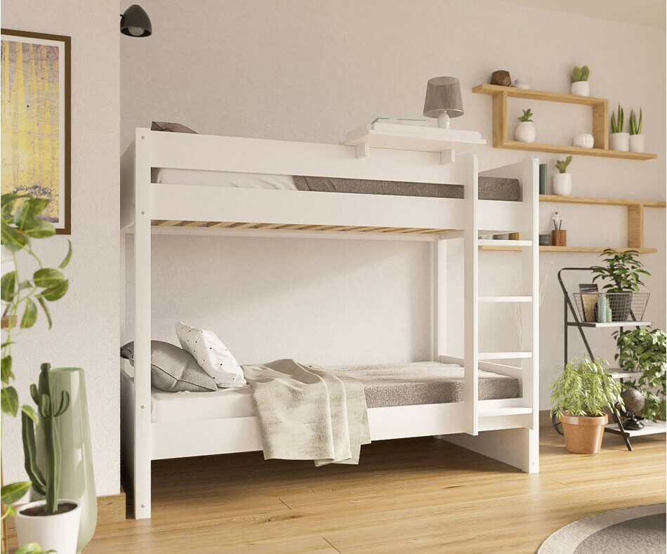 Tablette en bois massif pour lit enfant finition blanche Tablette en bois massif pour lit enfant finition blanche