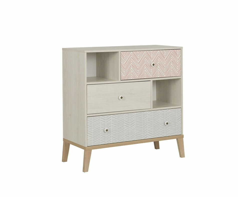 Commode Enfant Malte avec 3 tiroirs et 2 niches