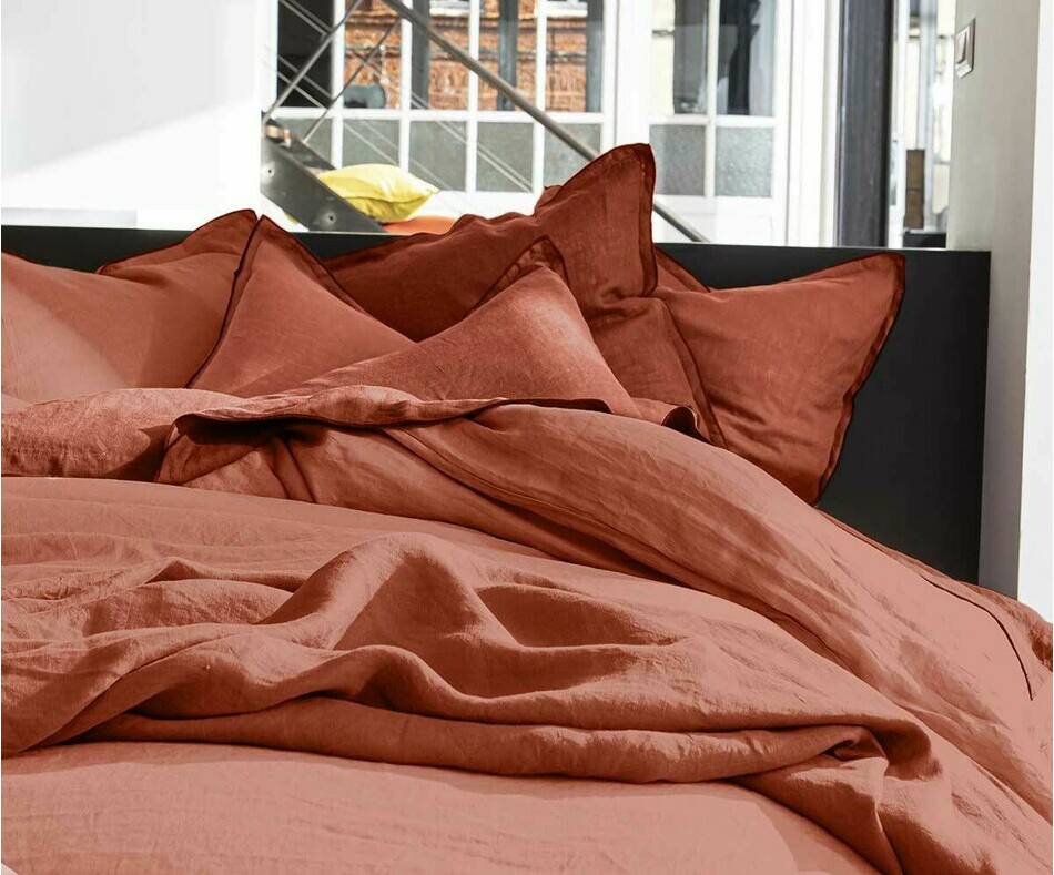 Linge de lit en lin lavé Aya paprika Linge de lit en lin lavé Aya paprika