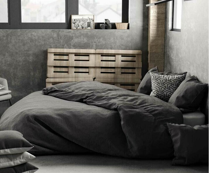 Housse de couette lin lav gris anthracite Aya