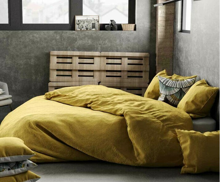 Housse de couette lin lav jaune Aya