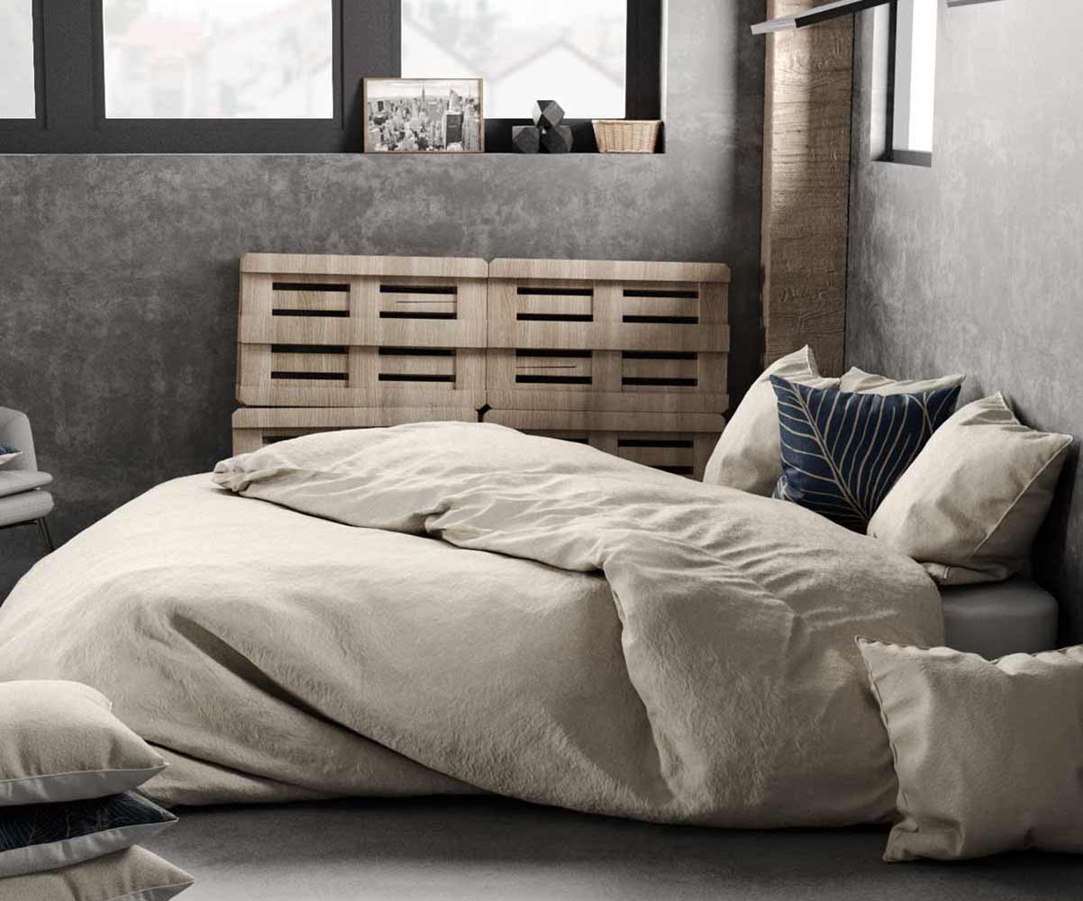 Housse de couette lin lav� beige Aya