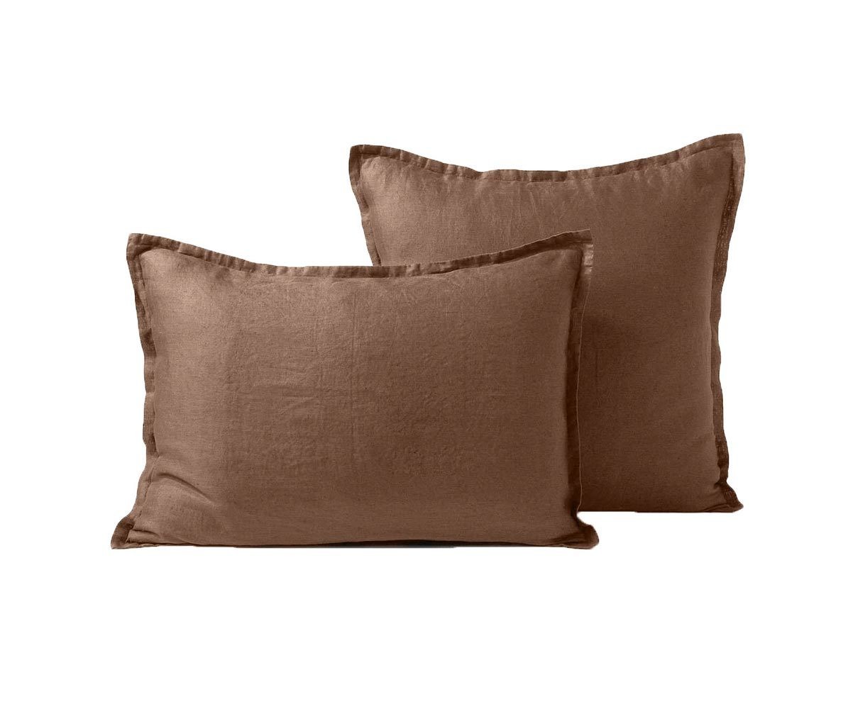 Taie oreiller percale de coton lavé - Rita, pour lit ...