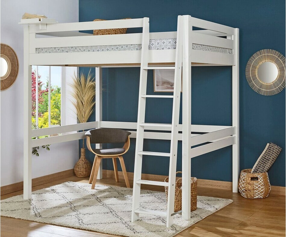 Lit mezzanine enfant 2 places Fynn blanc, chelle grand ct
