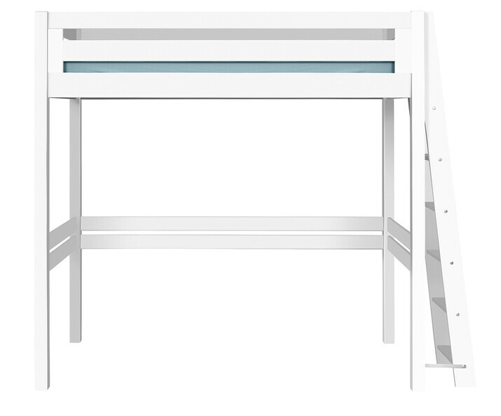 Lit mezzanine Fynn blanc avec chelle oblique petit ct droit