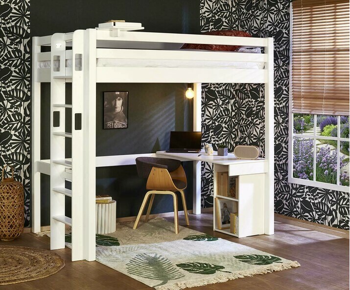 Mezzanine pour petite pièce avec bureau (meuble de rangement en option)