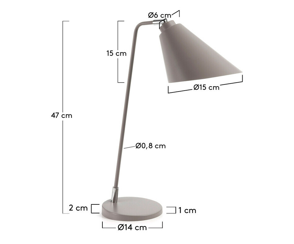 Dimensions lampe Silky coloris gris 