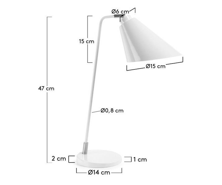 Dimensions lampe Silky coloris blanc