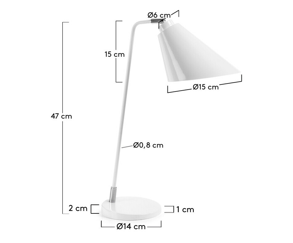 Dimensions lampe Silky coloris blanc