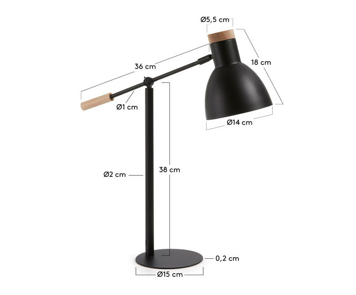 Dimensions lampe Beja coloris noir