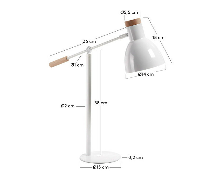 Dimensions lampe Beja coloris blanc