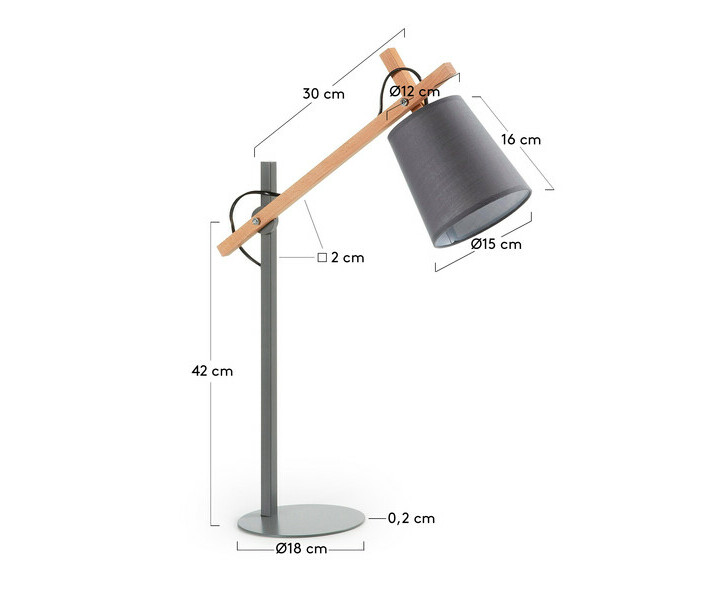 Dimensions lampe Bingo coloris gris