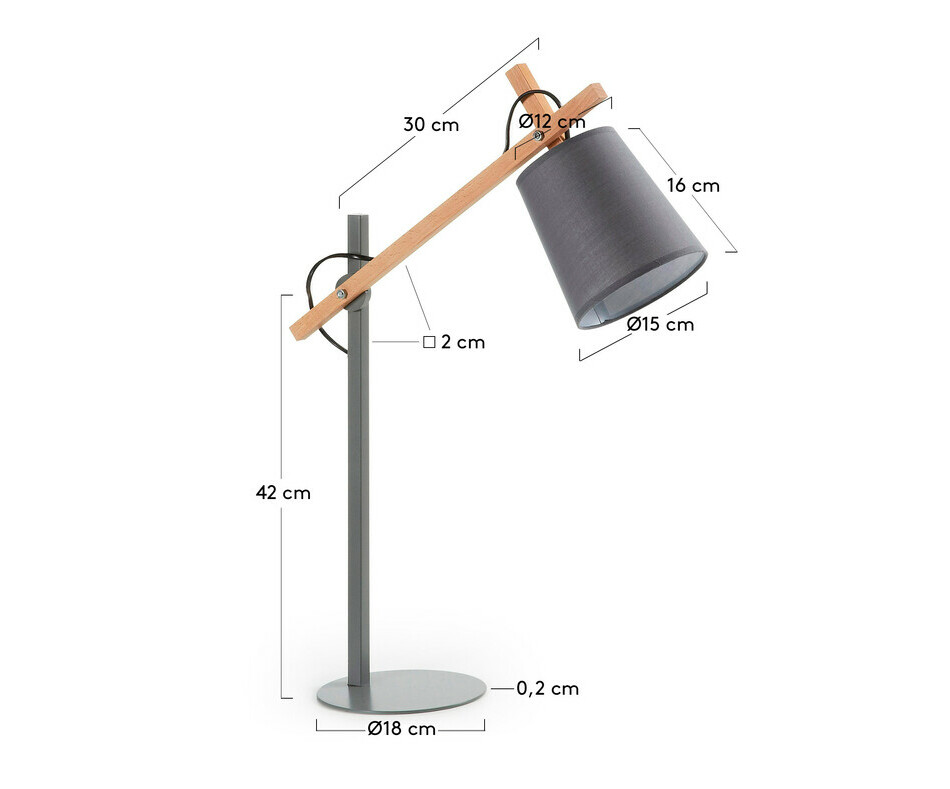 Dimensions lampe Bingo coloris gris