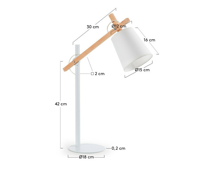 Dimensions lampe Bingo coloris blanc