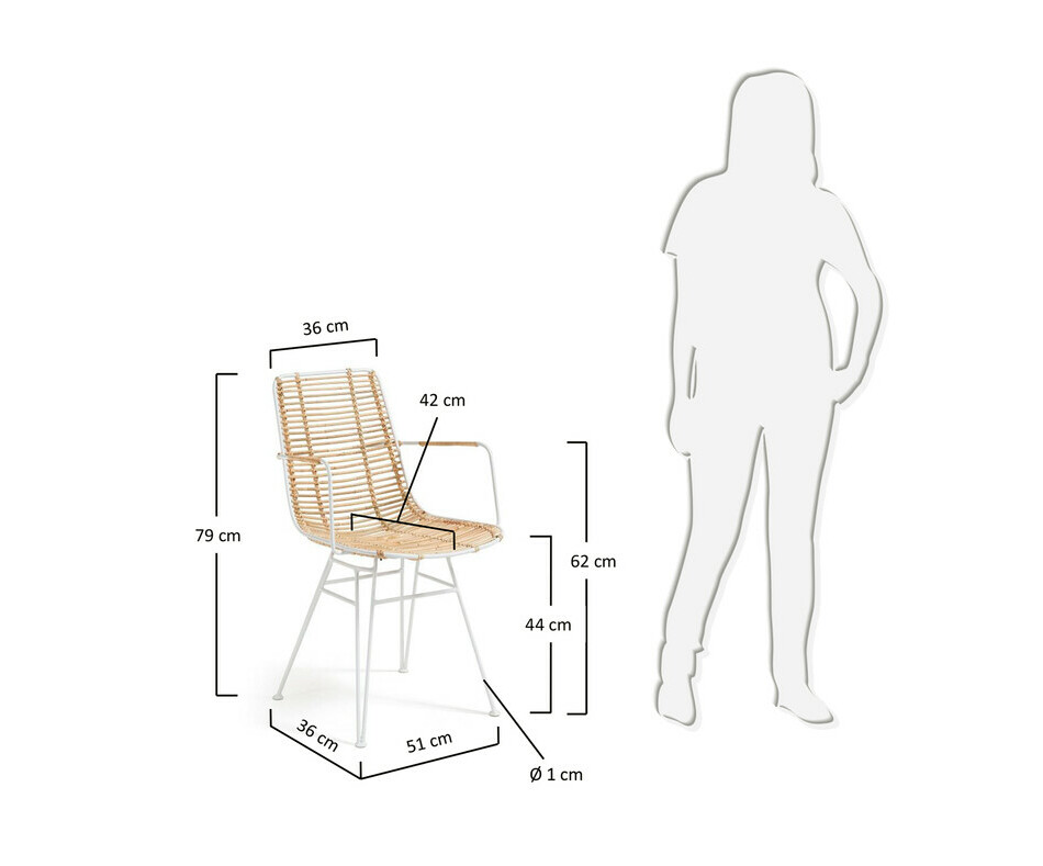 Dimensions fauteuil Nirsa coloris blanc Dimensions fauteuil Nirsa coloris blanc