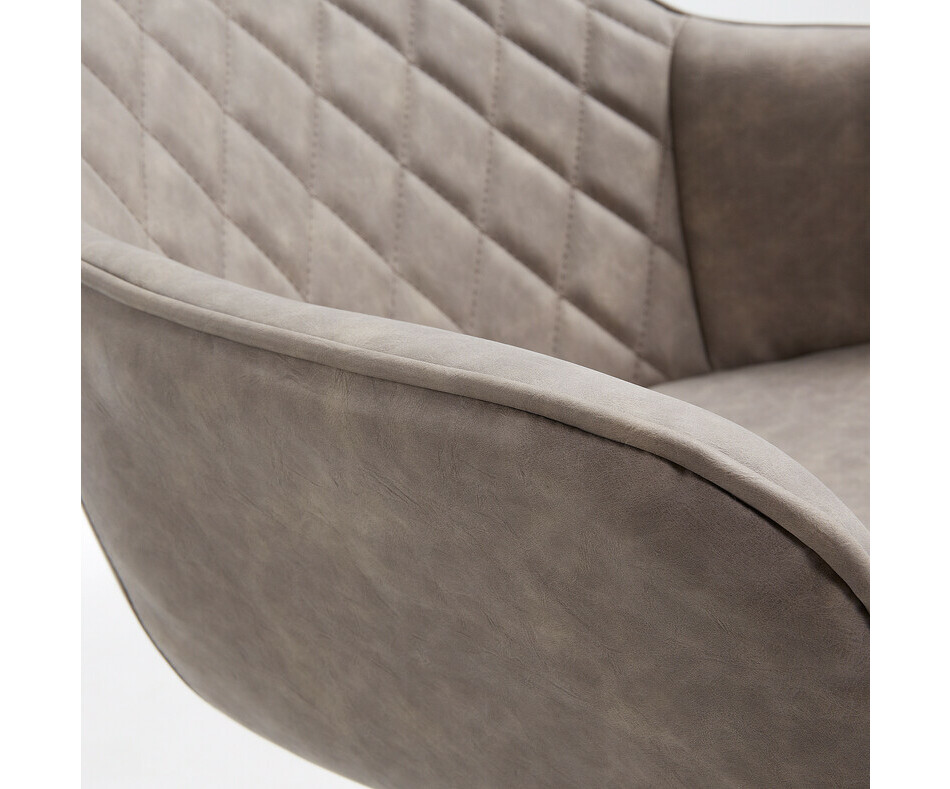 Fauteuil Paxi avec assise taupe aspect cuir