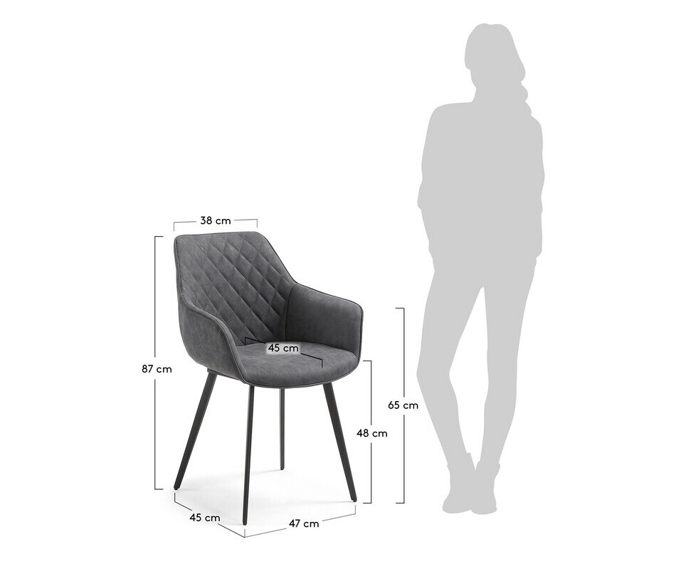 Dimensions fauteuil Paxi coloris gris anthracite