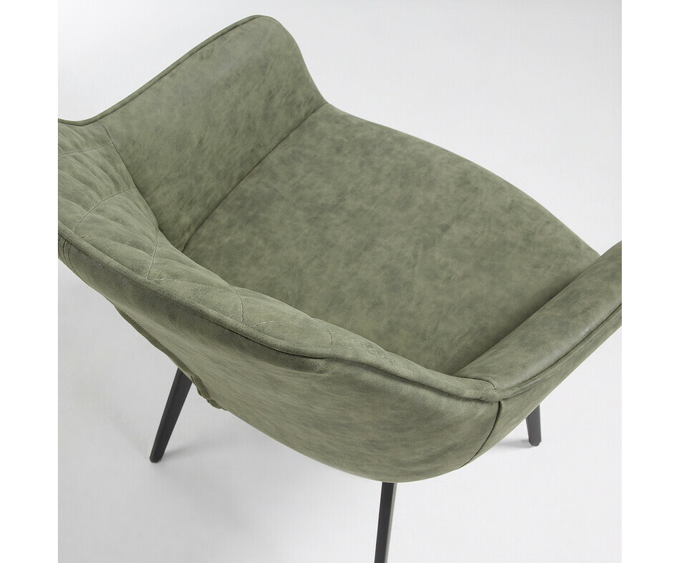 Fauteuil Paxi avec assise verte aspect cuir