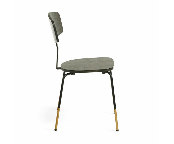 Chaise mtal Oxford avec assise et dossier en bois