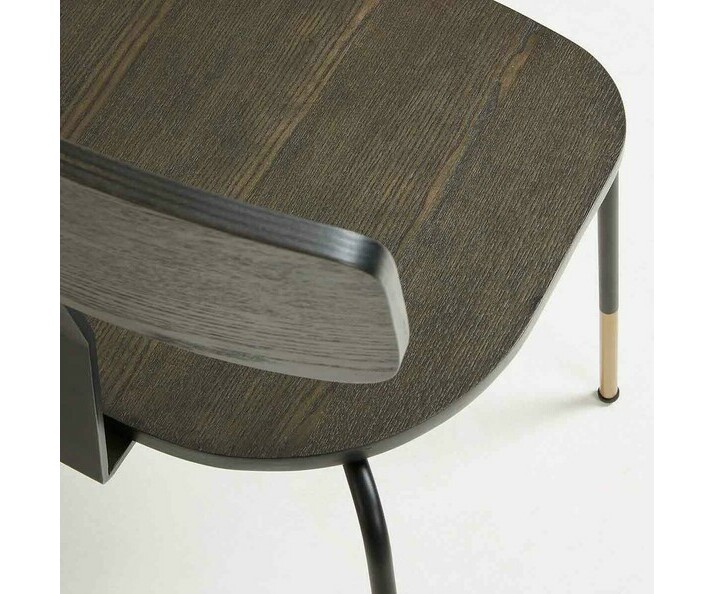Chaise mtal Oxford avec assise et dossier en bois