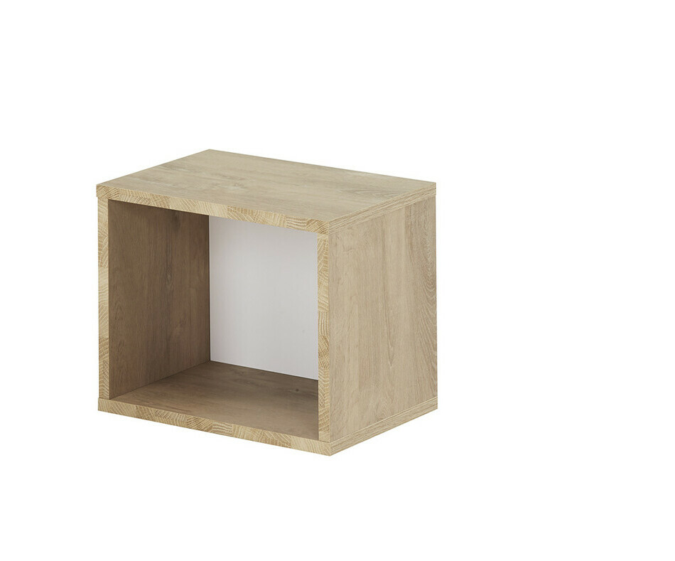 Cube étagère blanc et bois