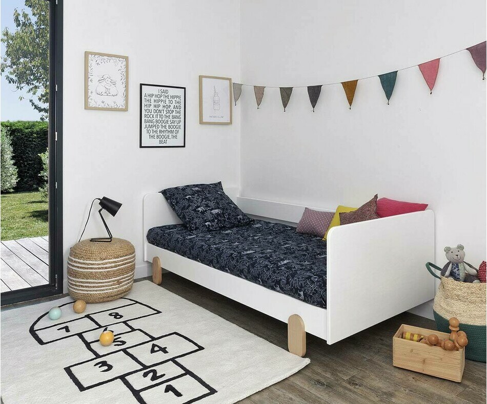 Lit banquette avec pieds en bois