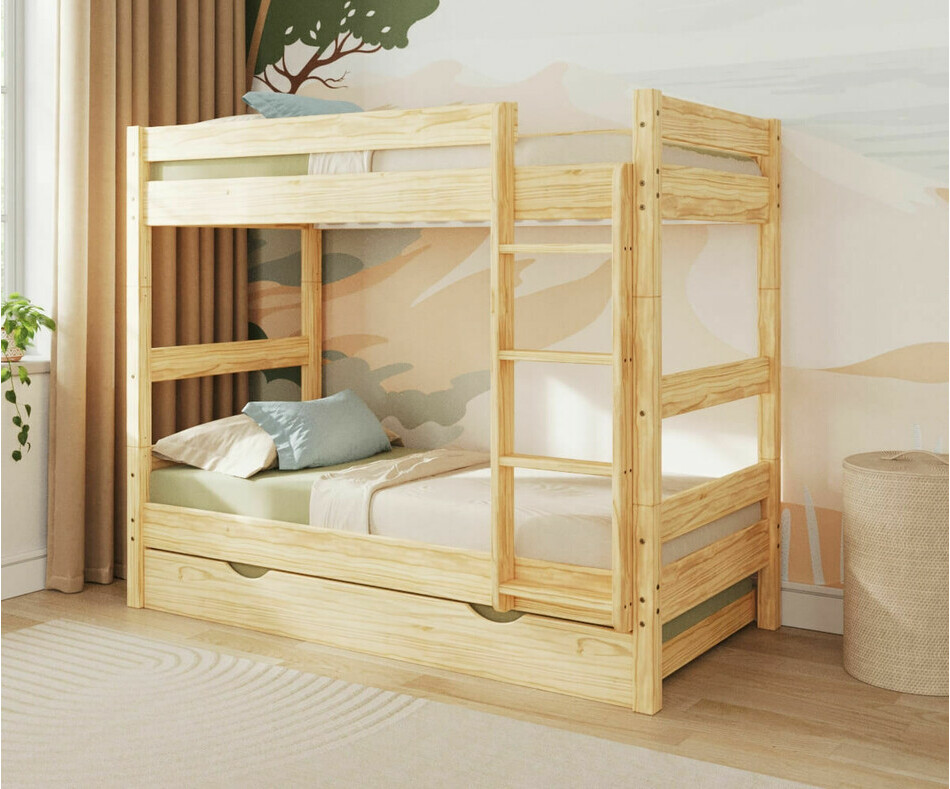 Lit superpos� adulte Wood bois massif avec sommier gigogne