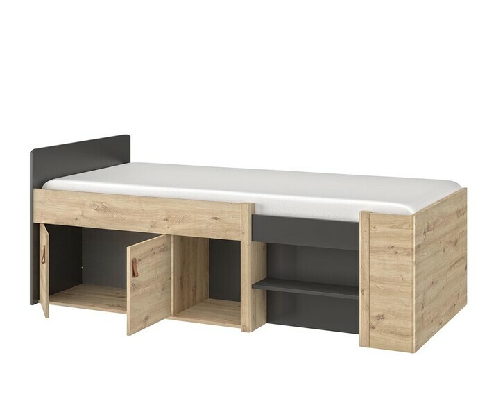 Lit simple avec rangements intgrs