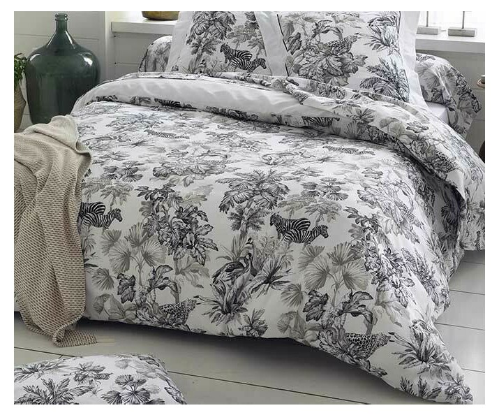 Housse de couette noire et blanche Tropical