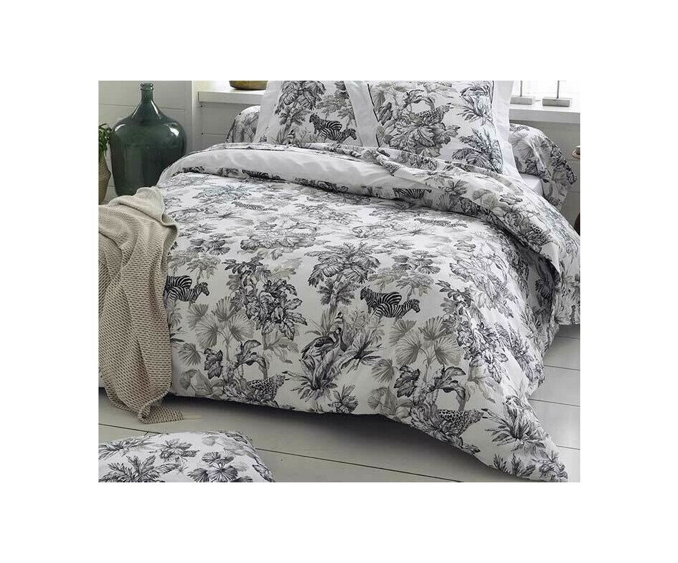 Housse de couette noire et blanche Tropical