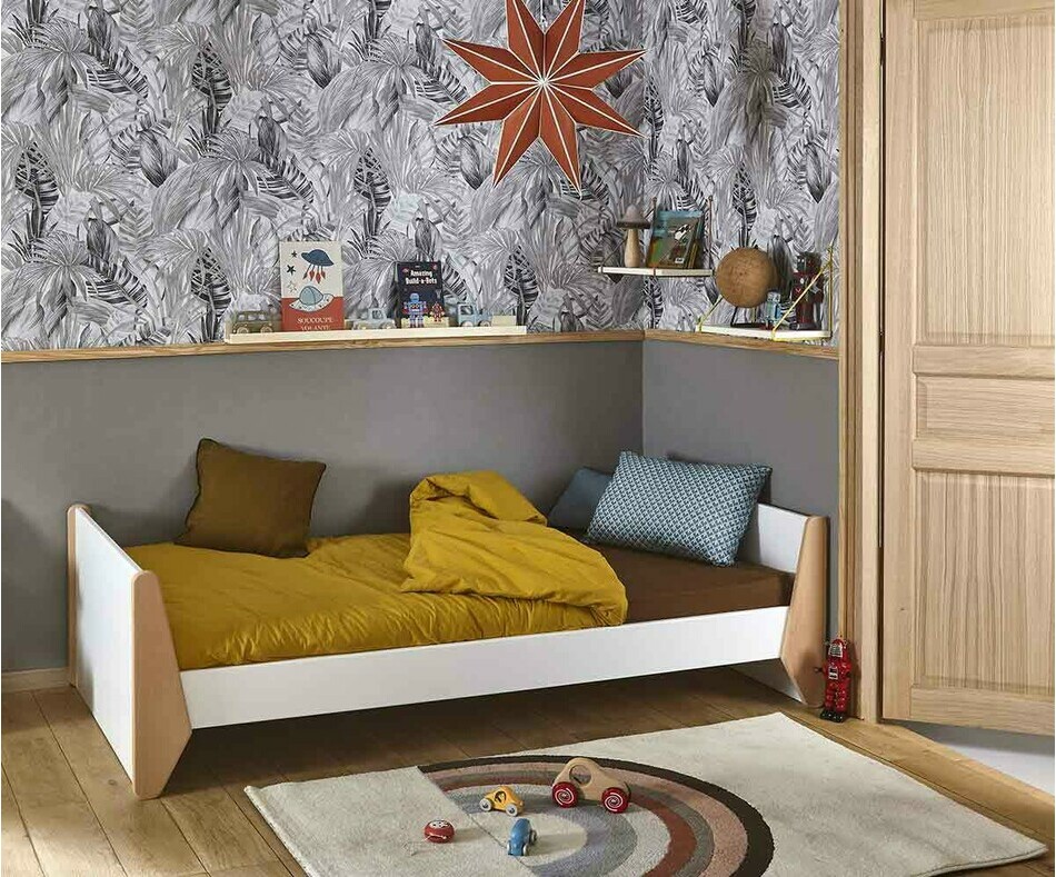 Lit en bois massif blanc Kolmio