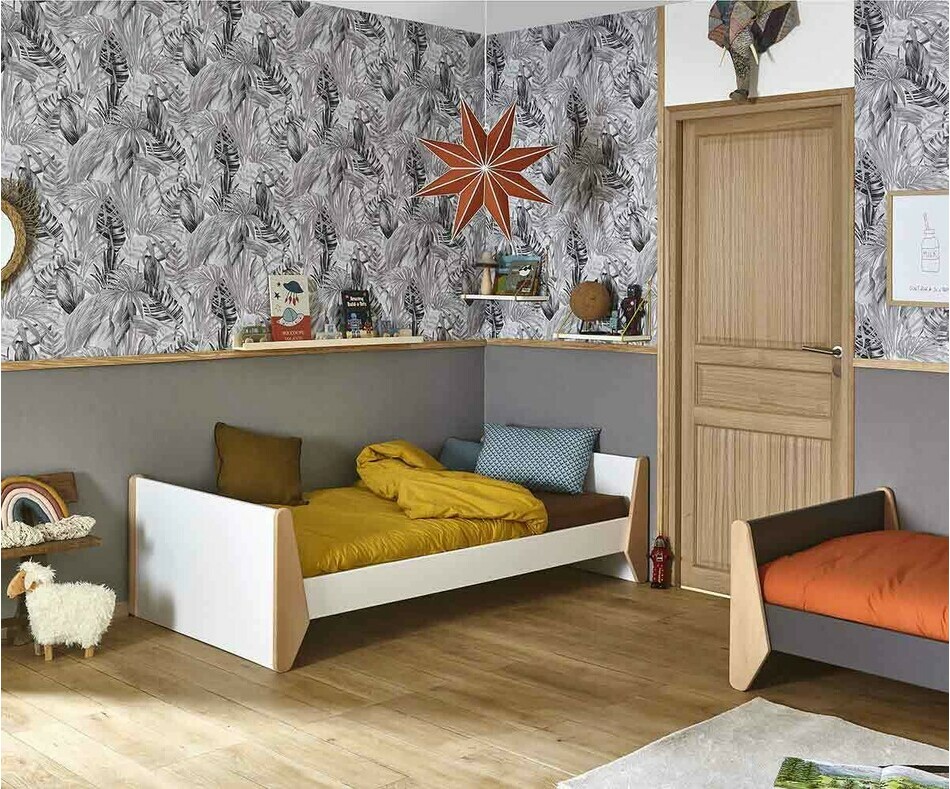 Lits Kolmio blanc et gris anthracite avec matelas