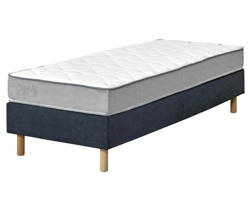 Sommier tapissier bleu nuit avec pieds et matelas en option