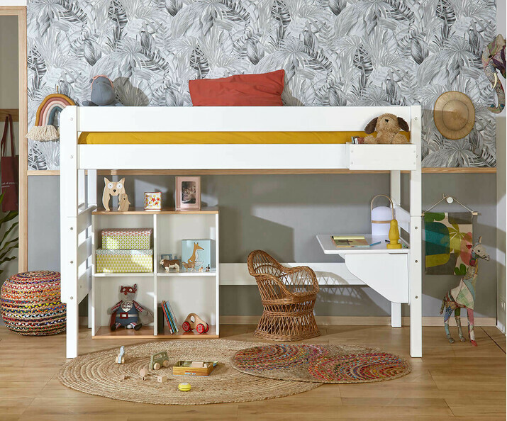 Lit enfant mi-hauteur Kids avec bureau en option