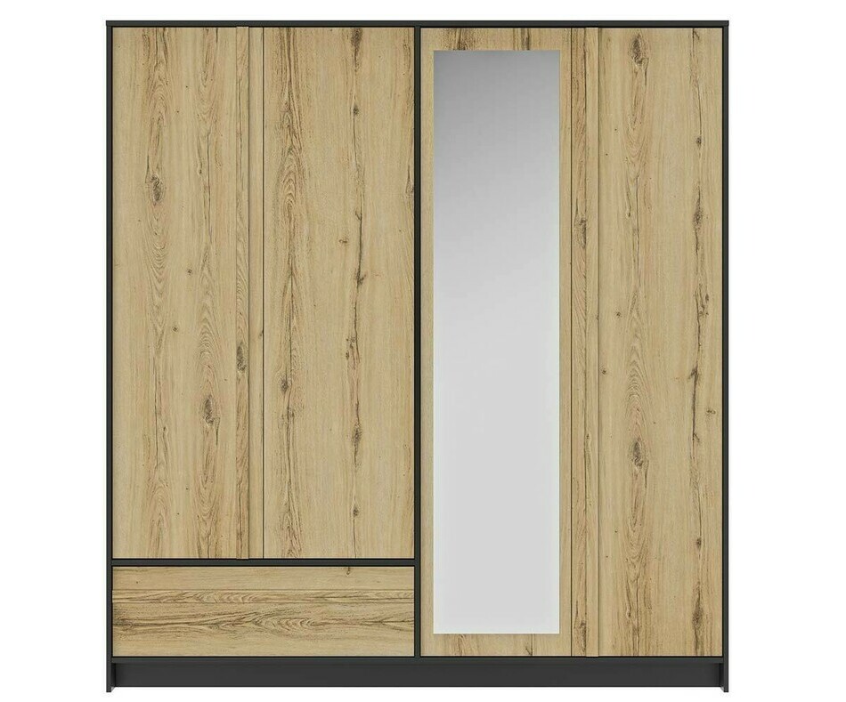 Grande armoire Nao noir et bois