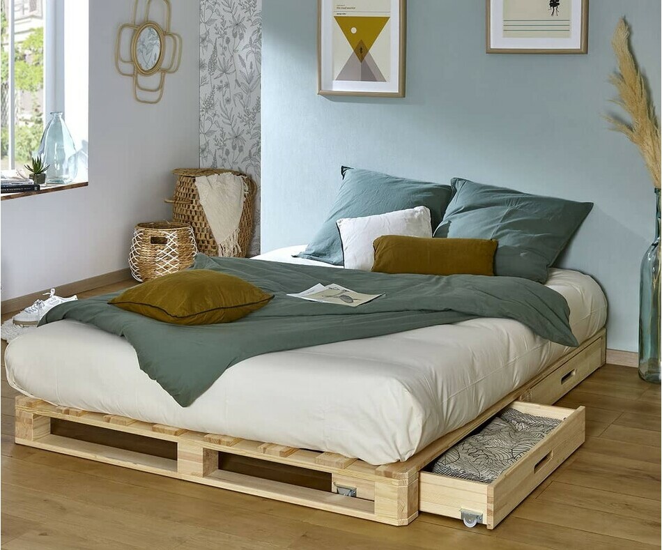 Lit adulte Aro en bois naturel Lit adulte Aro en bois naturel