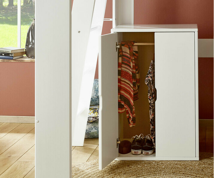 Armoire penderie Rimi ado blanche avec 2 portes